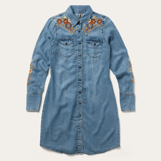 Embroidered Western Shirt Dress Blue - Stetson