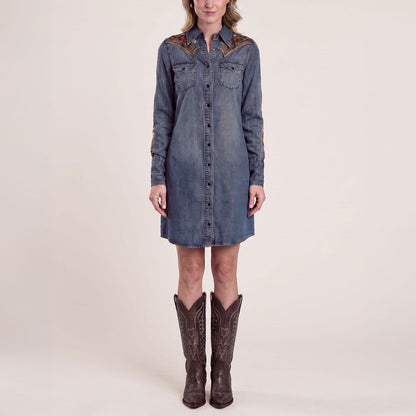 Embroidered Western Shirt Dress Blue - Stetson
