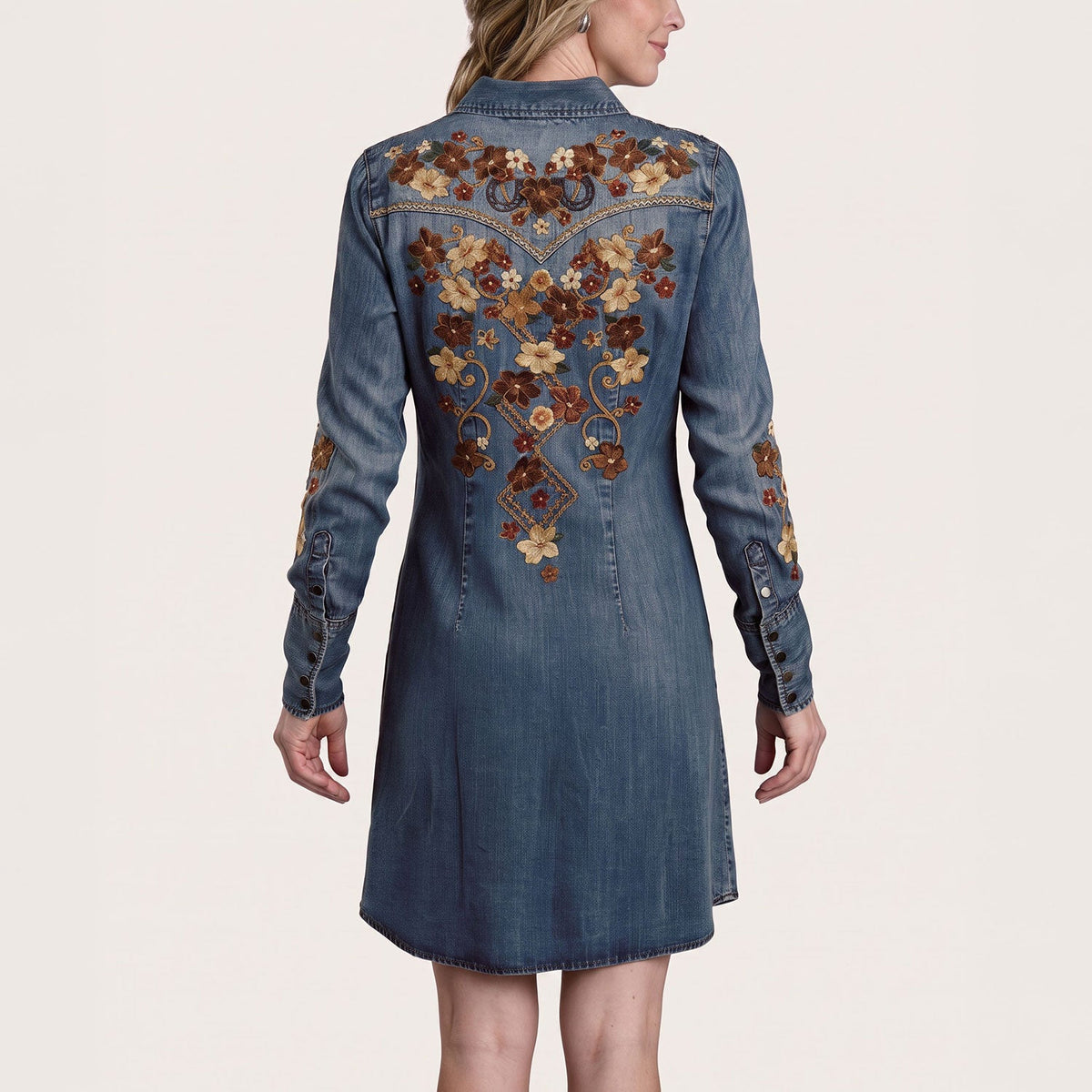 Embroidered Western Shirt Dress Blue - Stetson
