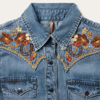Embroidered Western Shirt Dress Blue - Stetson