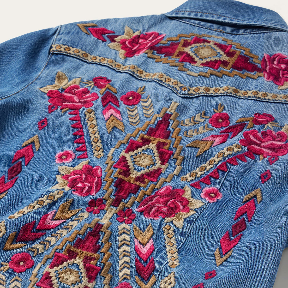 Embroidered Denim Shirt Dress Dark Blue - Stetson