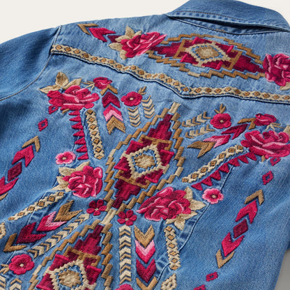 Embroidered Denim Shirt Dress Dark Blue - Stetson