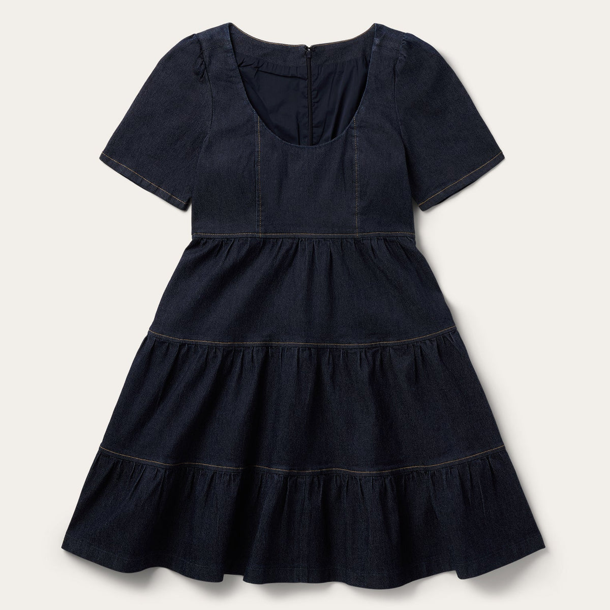 Dark Denim Dress With Contrast Top Stitching Blue - Stetson