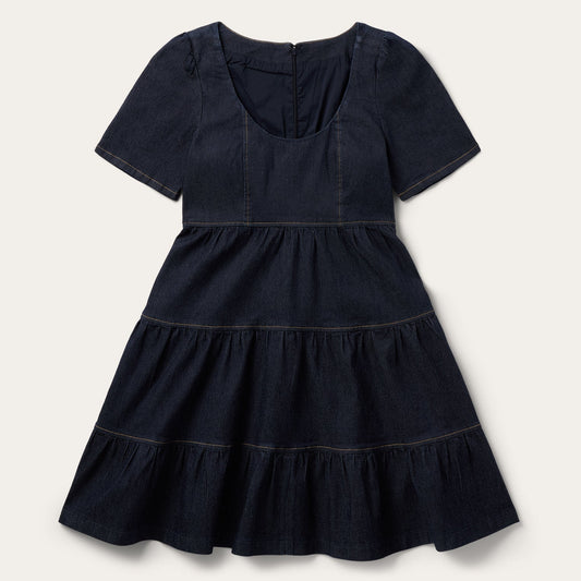 Dark Denim Dress With Contrast Top Stitching Blue - Stetson
