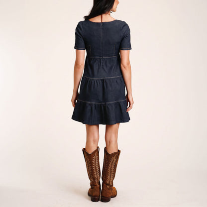 Dark Denim Dress With Contrast Top Stitching Blue - Stetson