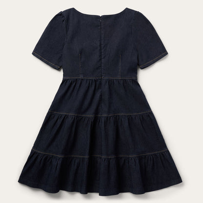 Dark Denim Dress With Contrast Top Stitching Blue - Stetson