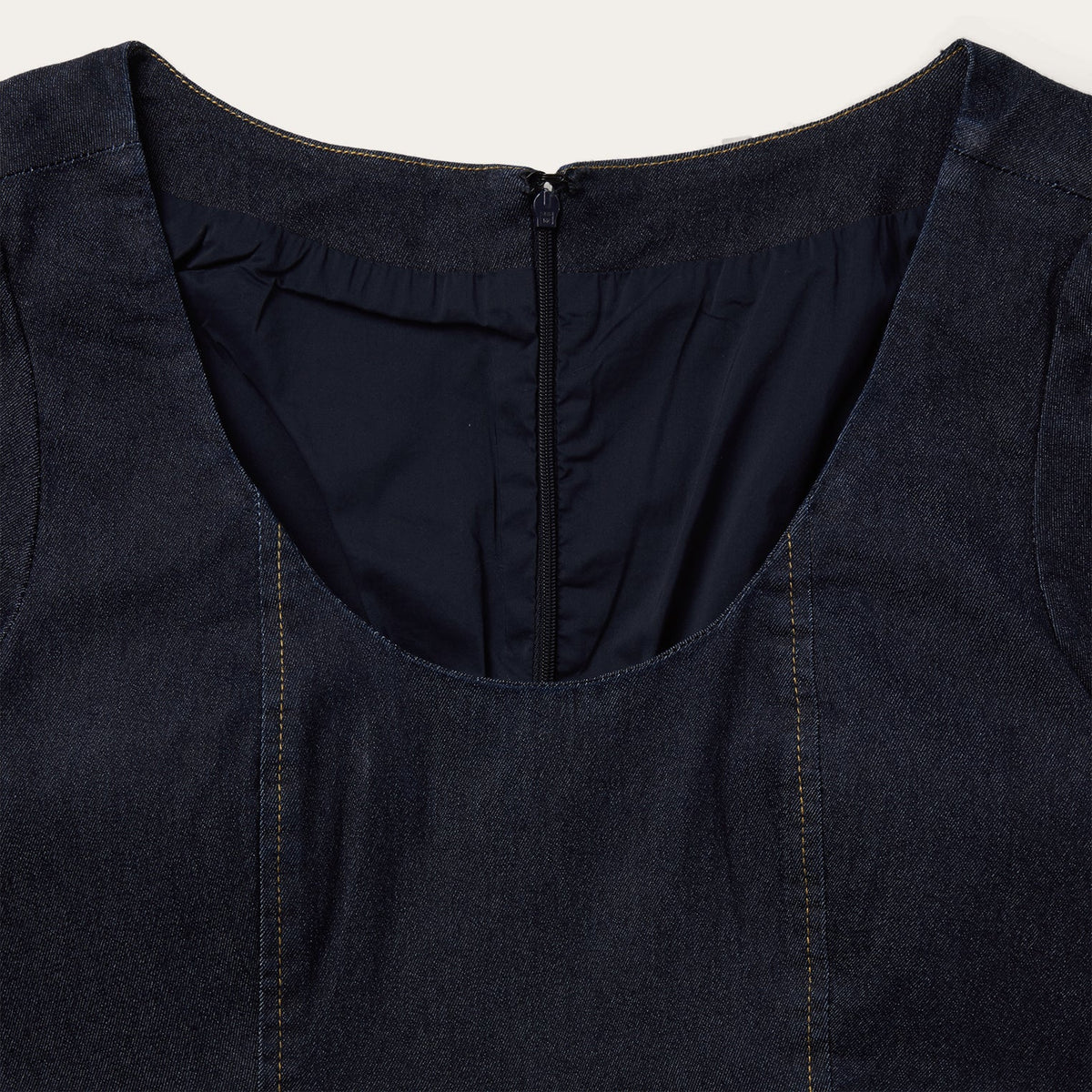 Dark Denim Dress With Contrast Top Stitching Blue - Stetson