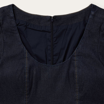 Dark Denim Dress With Contrast Top Stitching Blue - Stetson