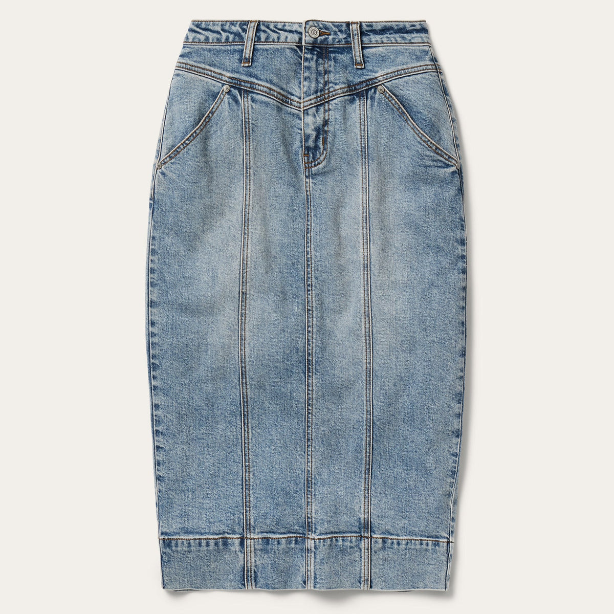 Denim Midi Skirt Washed Denim - Stetson
