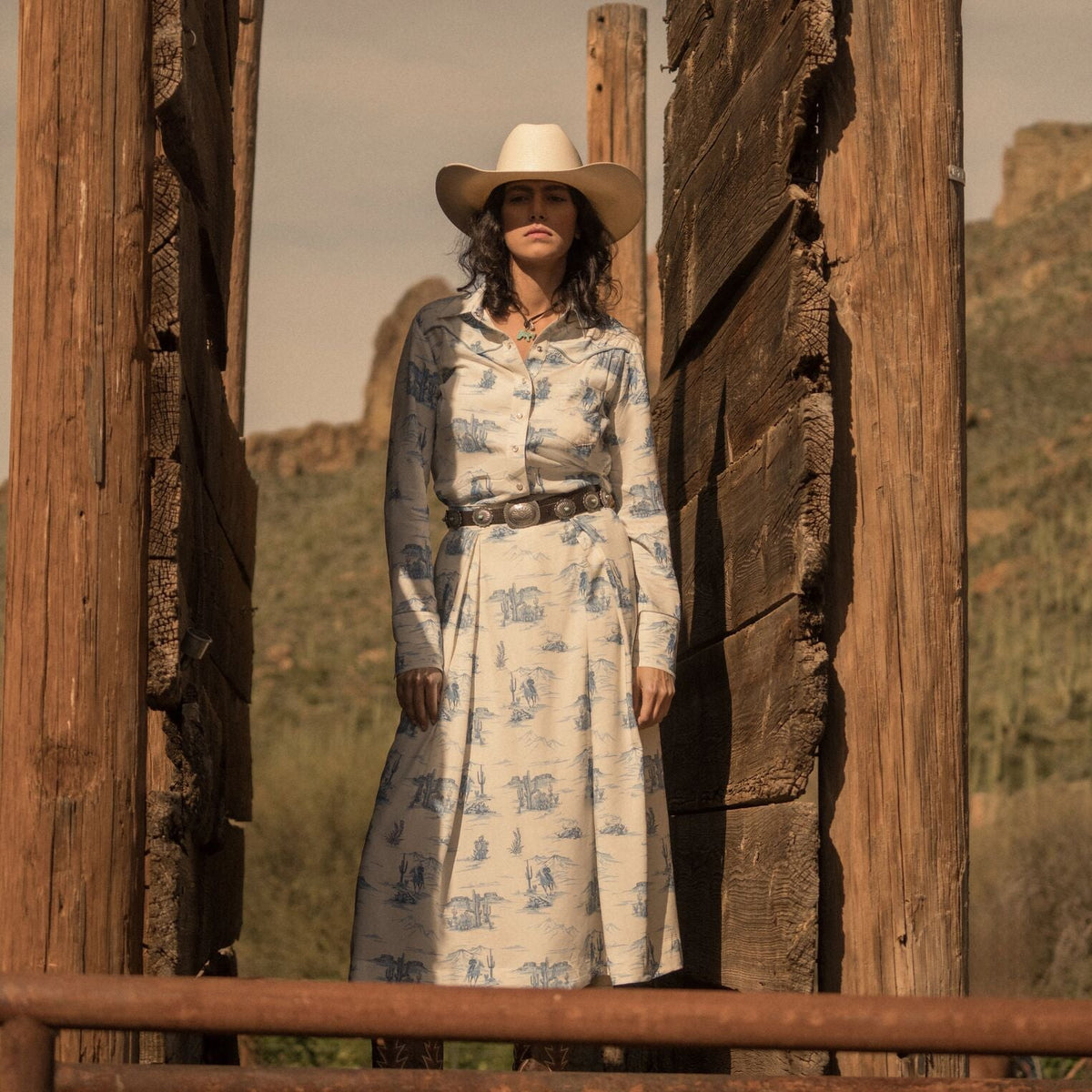 Indigo Trail Print Skirt White - Stetson