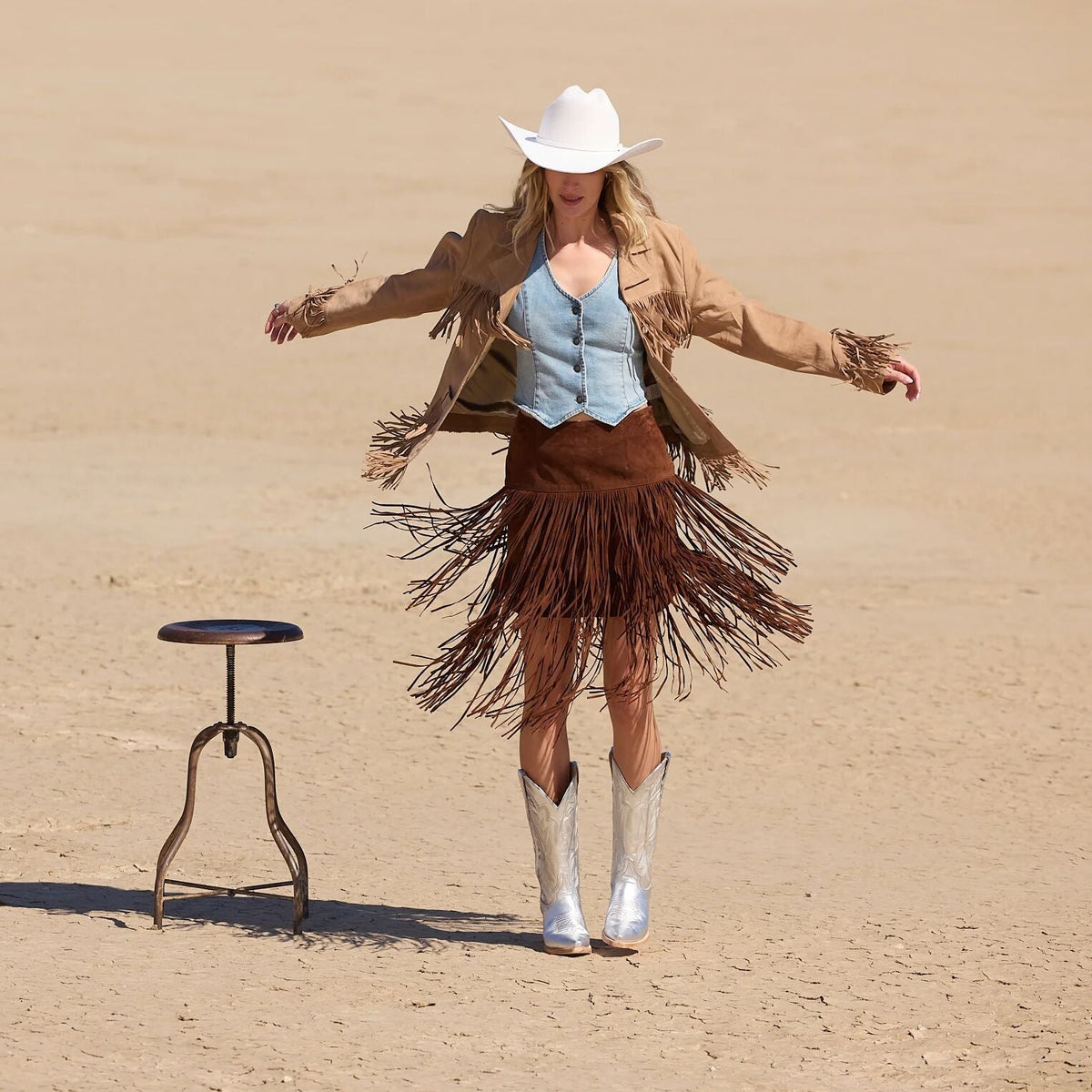 Suede Fringed Skirt Brown - Stetson