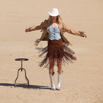 Suede Fringed Skirt Brown - Stetson