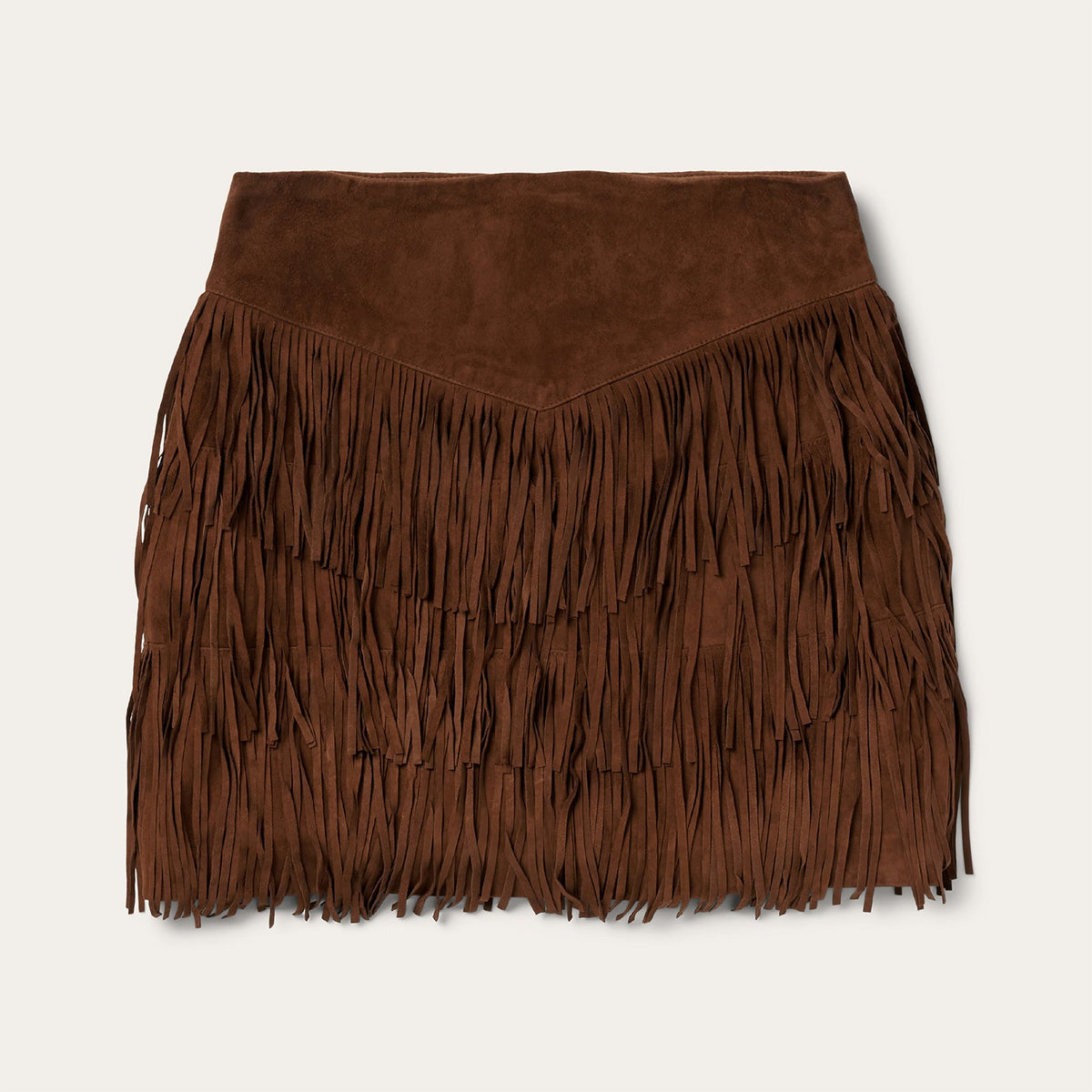 Lamb Suede Fringe Mini Skirt Brown - Stetson