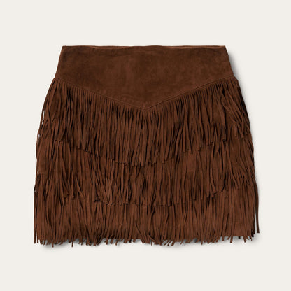 Lamb Suede Fringe Mini Skirt Brown - Stetson