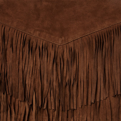 Lamb Suede Fringe Mini Skirt Brown - Stetson