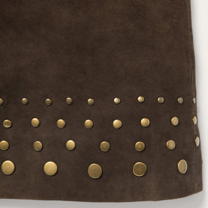 Lamb Suede Skirt with Nailheads Brown - Stetson