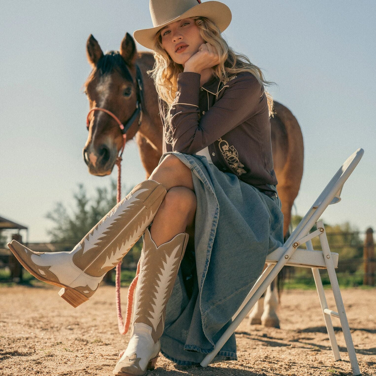 Light Wash Denim Skirt Blue - Stetson