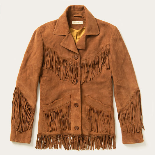 Lamb Suede Fringed Jacket Brown - Stetson