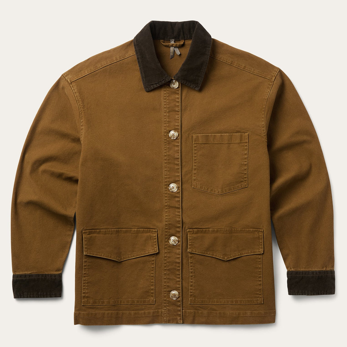 Corduroy Collar Canvas Barn Jacket Brown - Stetson