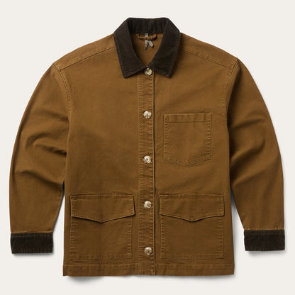 Corduroy Collar Canvas Barn Jacket Brown - Stetson