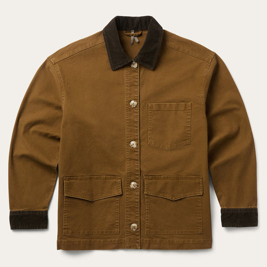 Corduroy Collar Canvas Barn Jacket Brown - Stetson