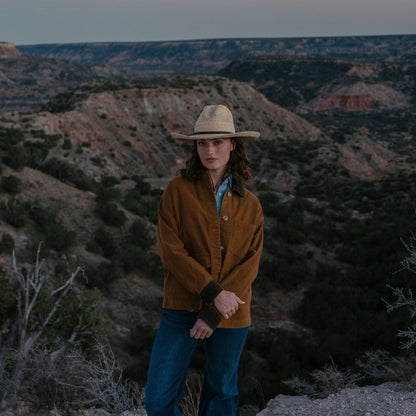Corduroy Collar Canvas Barn Jacket Brown - Stetson