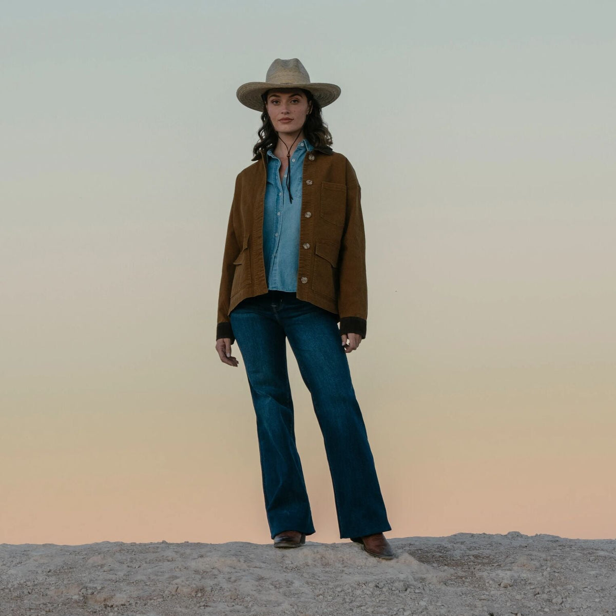 Corduroy Collar Canvas Barn Jacket Brown - Stetson