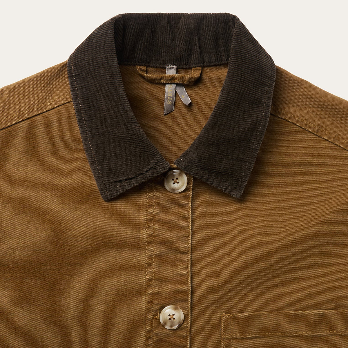 Corduroy Collar Canvas Barn Jacket Brown - Stetson