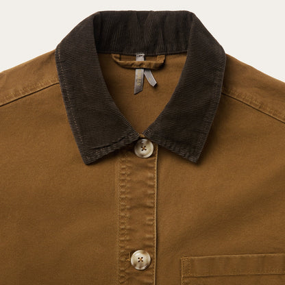 Corduroy Collar Canvas Barn Jacket Brown - Stetson