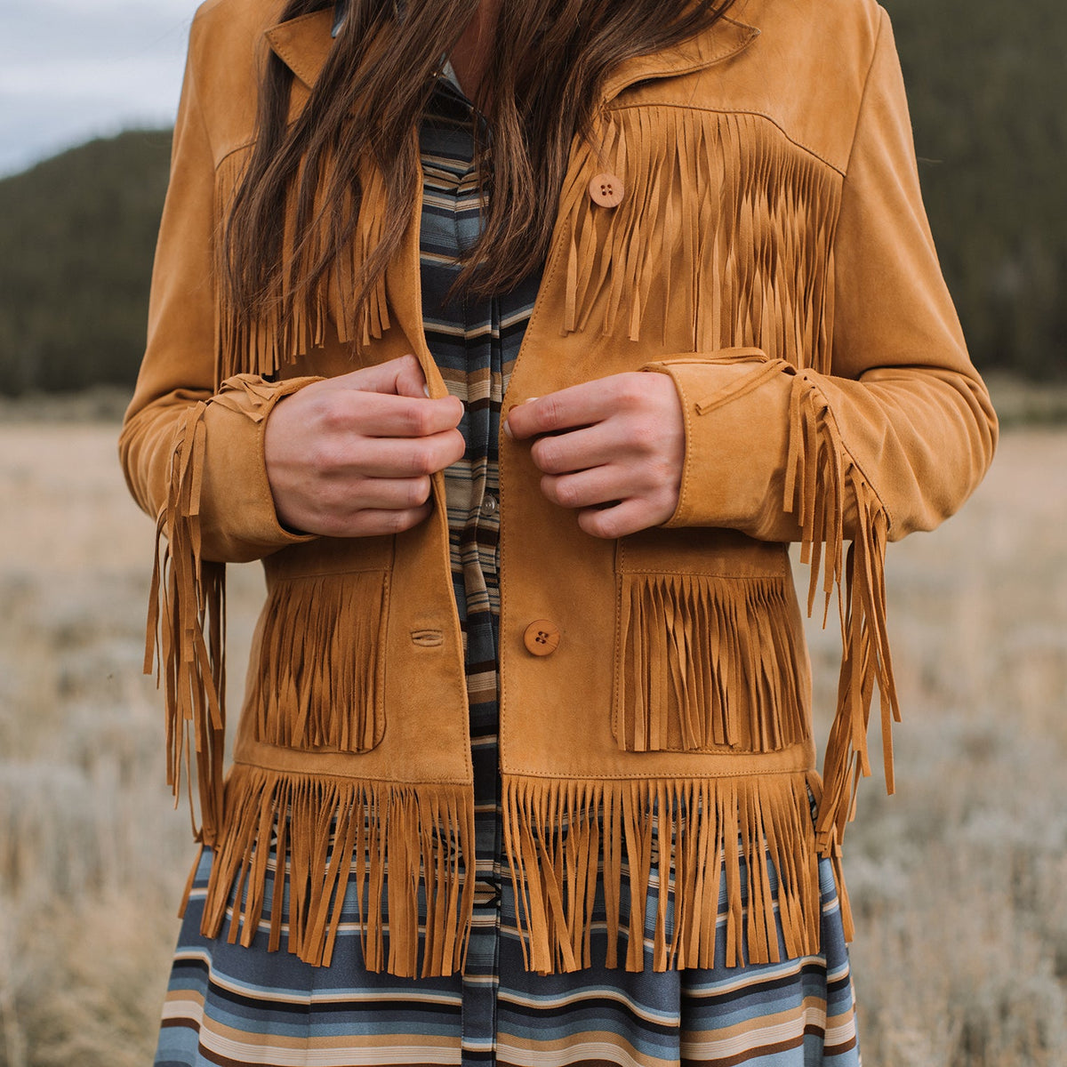 Fringe Suede Jacket Tan - Stetson