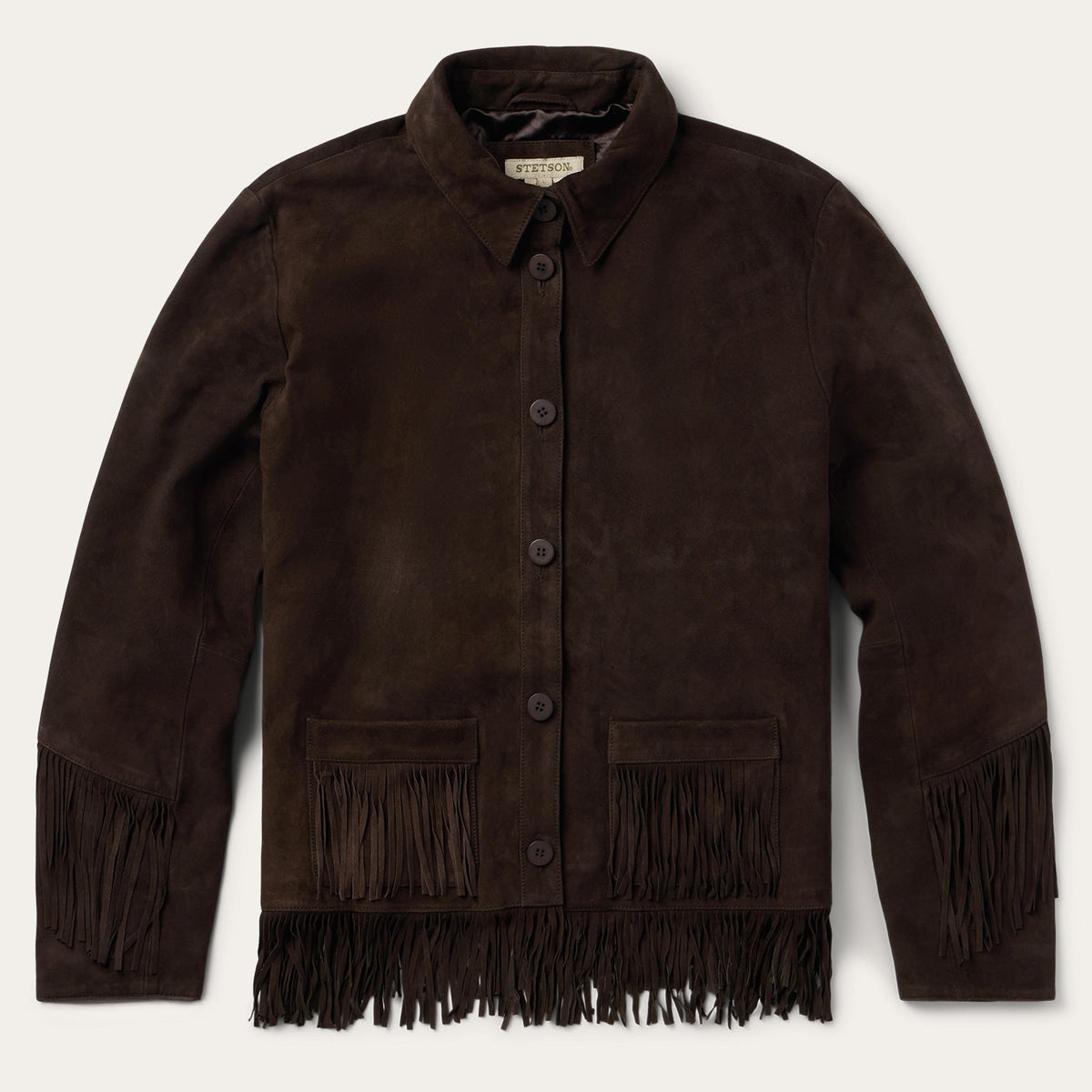 Two Pocket Fringe Suede Jacket Brown - Stetson