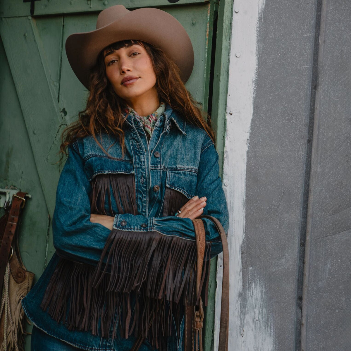 Dark Denim Fringe Jacket Blue - Stetson