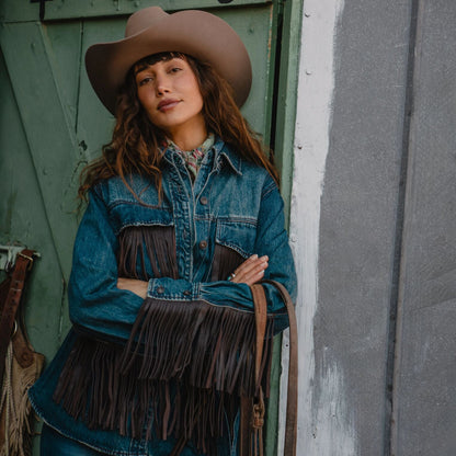 Dark Denim Fringe Jacket Blue - Stetson