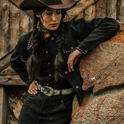 Studded Denim Jacket Black - Stetson