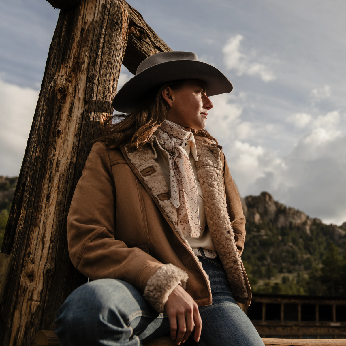 Suede Shearling Jacket Brown - Stetson