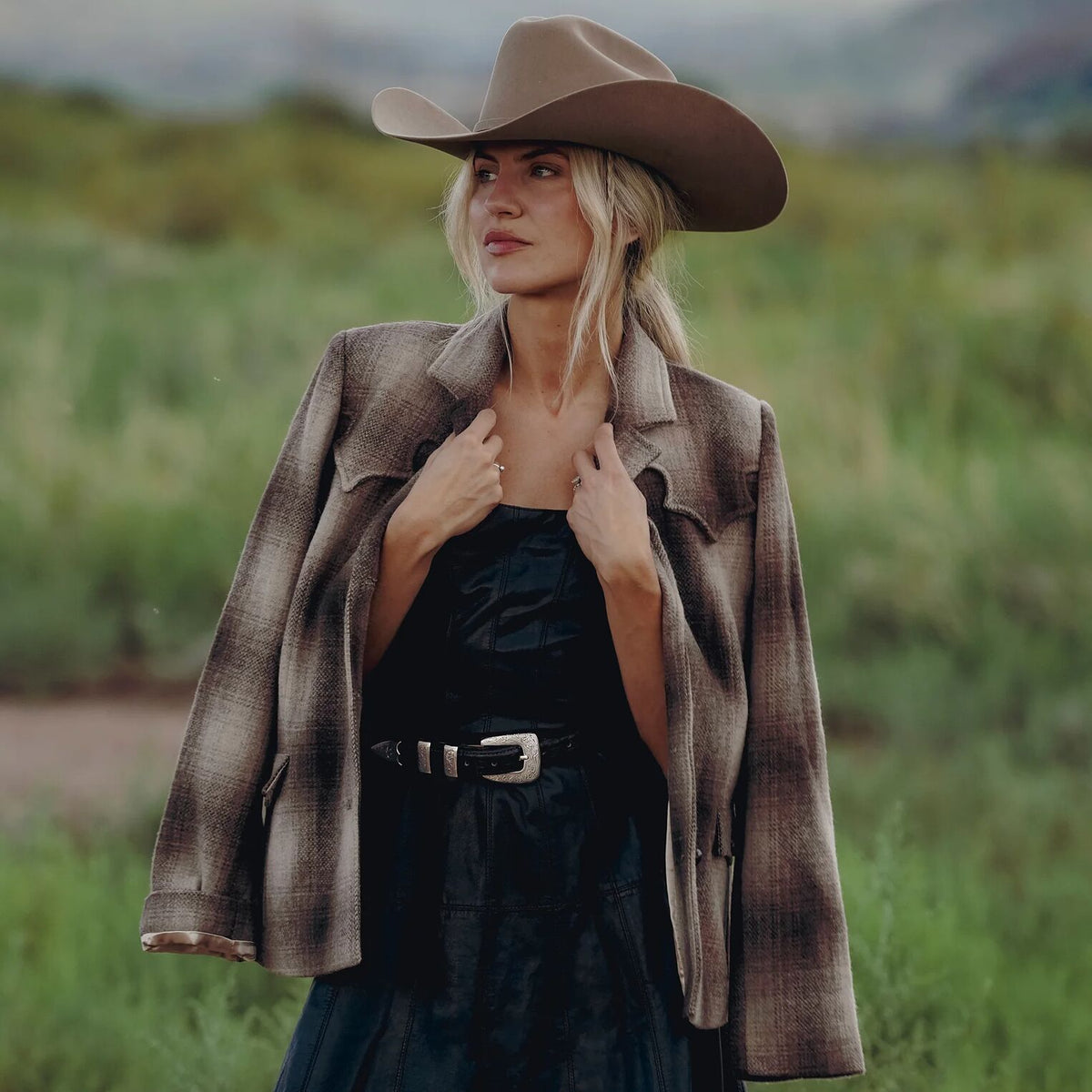 Wool Plaid Western Blazer Brown - Stetson