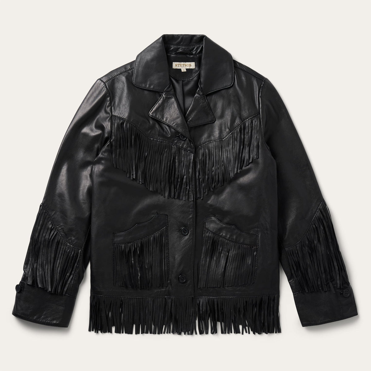 Fringe Leather Jacket Black - Stetson