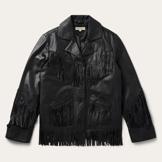 Fringe Leather Jacket Black - Stetson