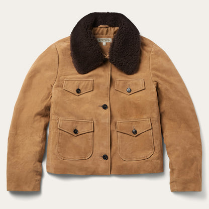 Suede Shearling Cropped Jacket Brown - Stetson