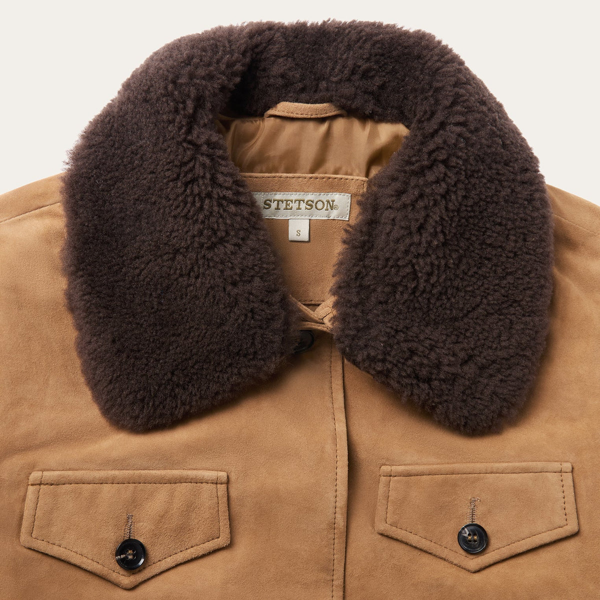 Suede Shearling Cropped Jacket Brown - Stetson