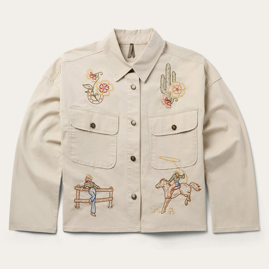 Embroidered Canvas Utility Jacket Tan - Stetson
