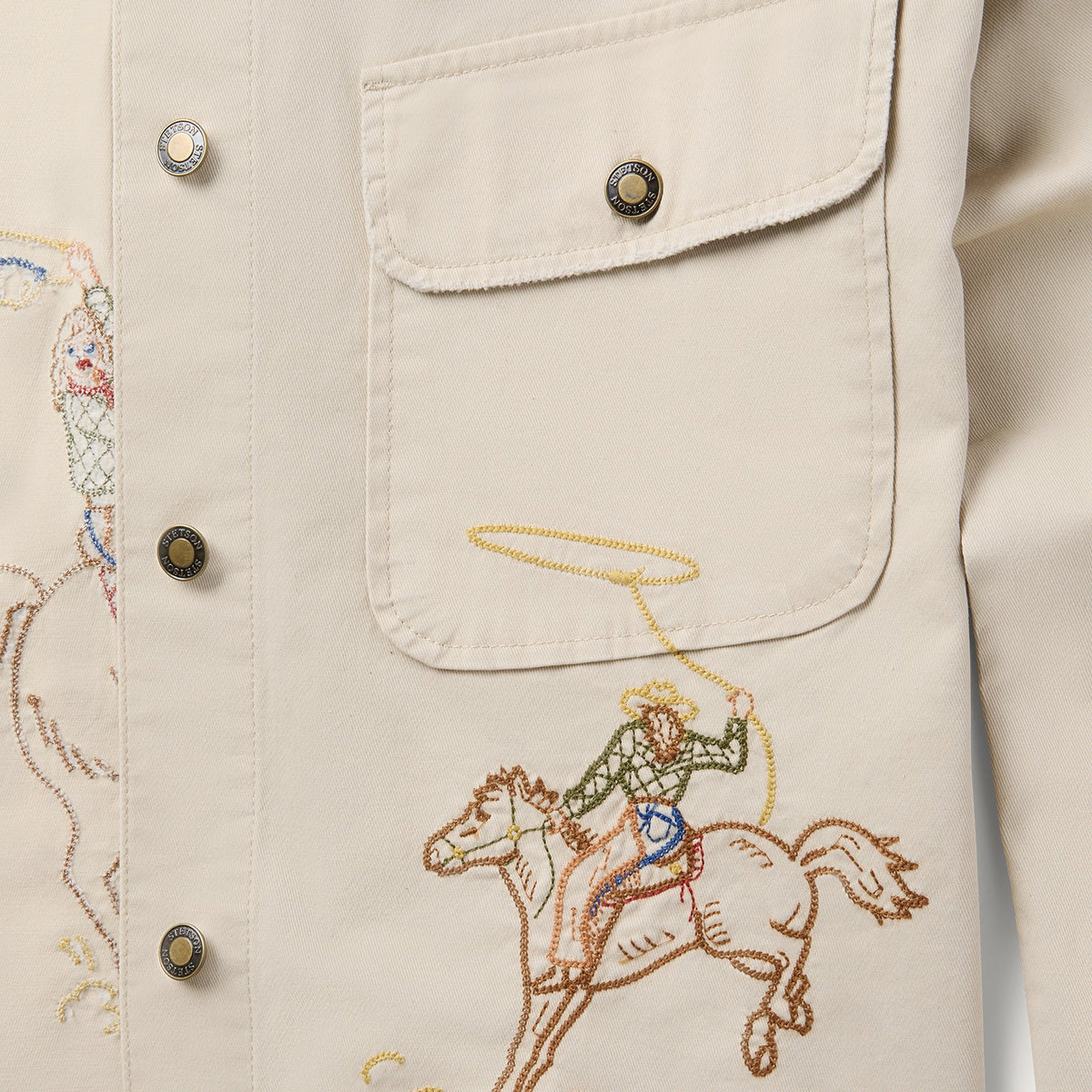 Embroidered Canvas Utility Jacket Tan - Stetson