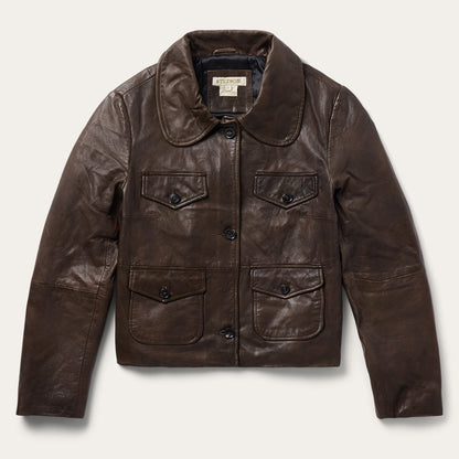 Lamb Leather Cropped Jacket Chocolate - Stetson