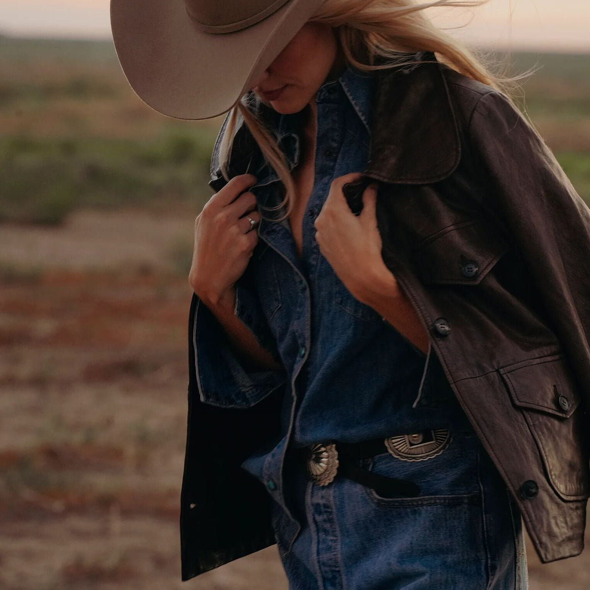 Lamb Leather Cropped Jacket Chocolate - Stetson