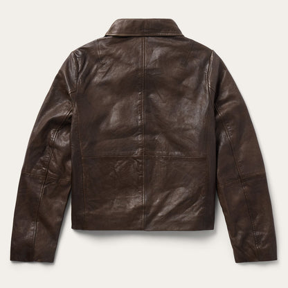 Lamb Leather Cropped Jacket Chocolate - Stetson