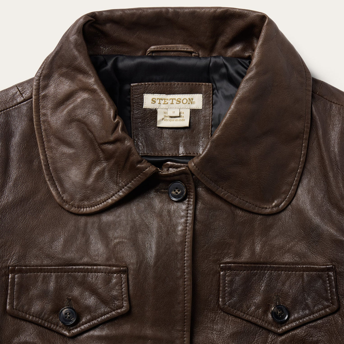 Lamb Leather Cropped Jacket Chocolate - Stetson