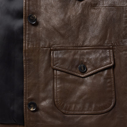 Lamb Leather Cropped Jacket Chocolate - Stetson