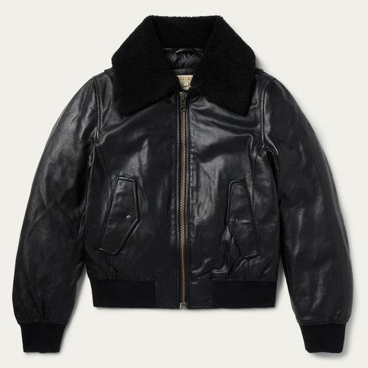 Leather Bomber Jacket Black - Stetson