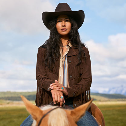 Fringe Suede Jacket Chocolate - Stetson