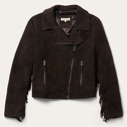 Suede Fringe Motorcycle Jacket Brown - Stetson